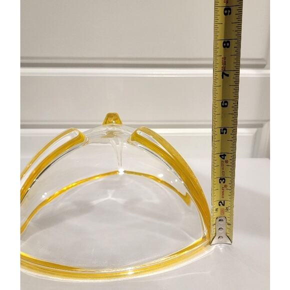 Art Deco German Crystal Bowl Volker Walther Home Decor Yellow Weighted Vintage - Picture 9 of 12